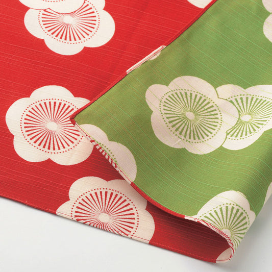 104cm Isa Monyo Reversible Furoshiki | Ume Red/Green