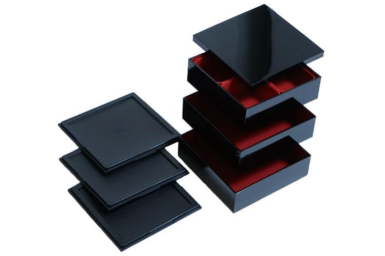 Black Three Tier Picnic Bento Box 18cm