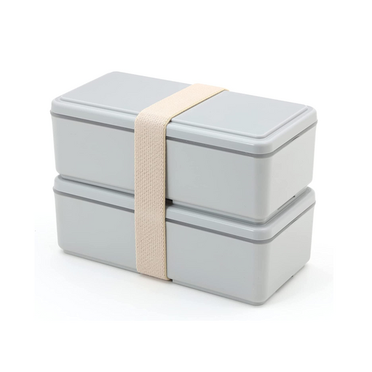 Gel-Cool Two Tier Rectangle Bento Box | Light Grey (1000mL)