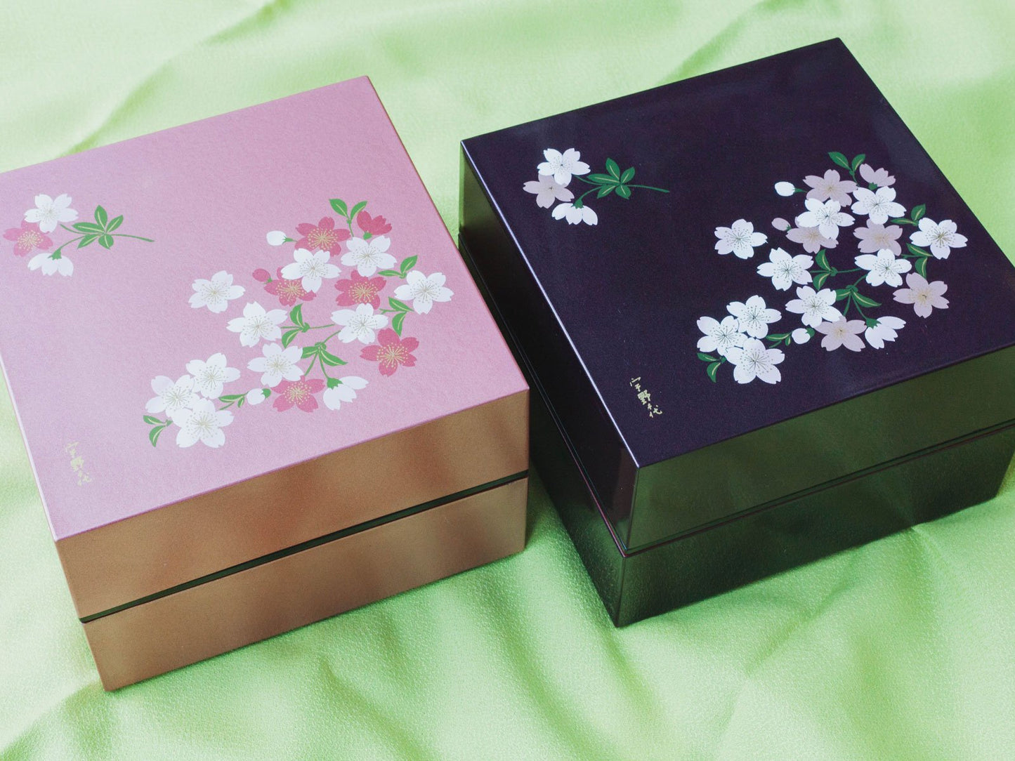 Two-Tier Cherry Blossom Square Bento Box | Purple
