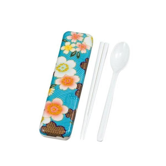 Kaga Sakura Chopsticks & Spoon Set | Blue